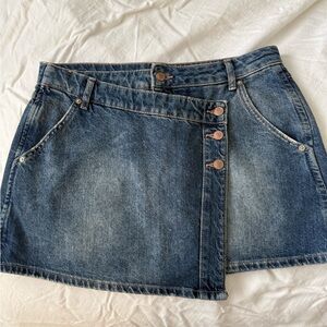 Free People Blue Denim Mini Skirt